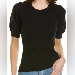 Tahari Black Ribbed Knit Top